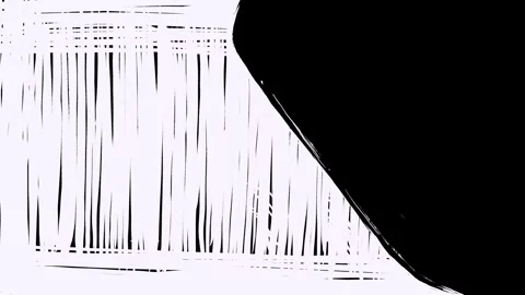 Video transition with white texture strokes and rounded cutout on a black Stock Footage 314053506