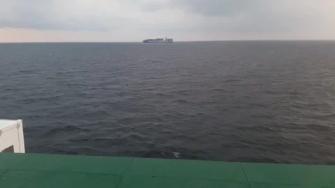 Video of a trip by ship in the middle of Indonesian waters in the morning Stock Footage 324350003