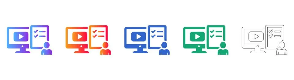 Video Tutorial and Checklist Icons Ilustración de archivo
