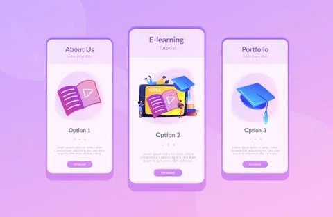 Video tutorial app interface template. Stock Illustration