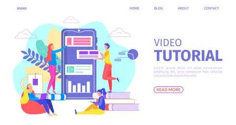 Video tutorial application, vector illustration. Online education on smartphone イラスト素材