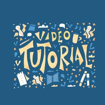 Video tutorial banner. Lettering with decoration. Vector conceptual illustrat Illustrazione stock