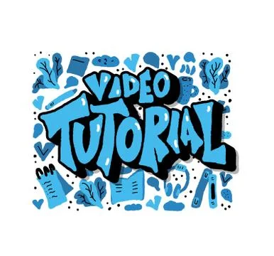 Video tutorial banner template. Lettering with decoration for educational ann Illustrazione stock