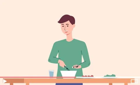 Video tutorial with cooking recipes a vector flat illustration Stock Illustration