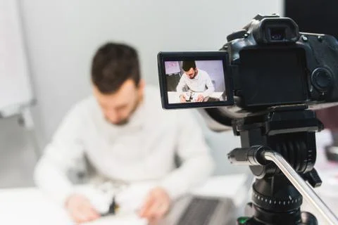 Video tutorial creation filming backstage concept Fotos Stock