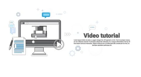 Video Tutorial Editor Concept Modern Technology Web Banner Illustrazione stock
