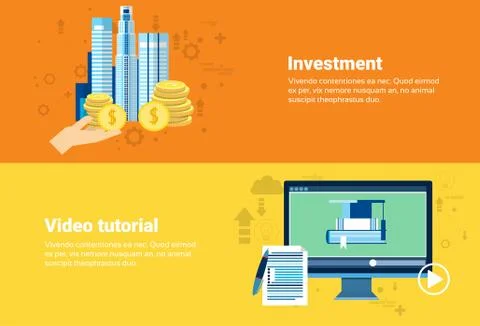 Video Tutorial Editor Investment Money Modern Technology Web Banner Illustrazione stock