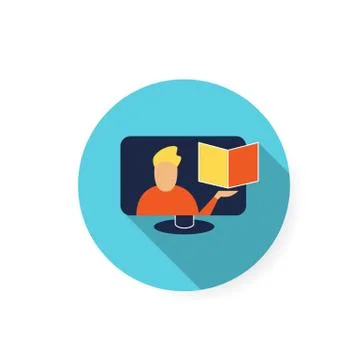 Video tutorial flat icon. Color illustration Stockillustratie