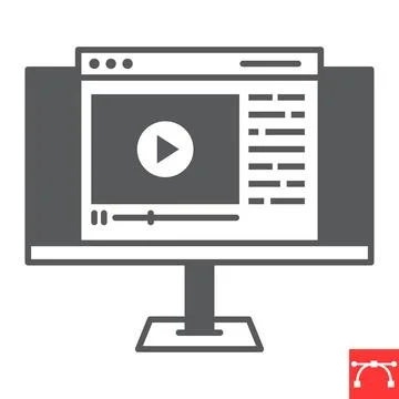 Video tutorial glyph icon Illustrazione stock