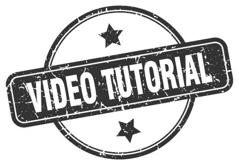 Video tutorial grunge stamp. video tutorial round vintage stamp Illustrazione stock