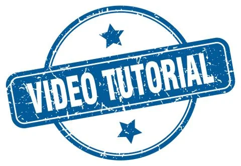 Video tutorial grunge stamp. video tutorial round vintage stamp 库存插图