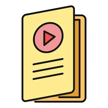 Video tutorial guide book with play button icon 스톡 일러스트