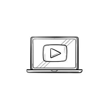 Video tutorial hand drawn sketch icon. Stock Illustration