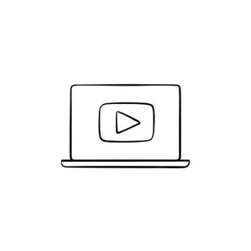Video tutorial hand drawn sketch icon. Stock Illustration