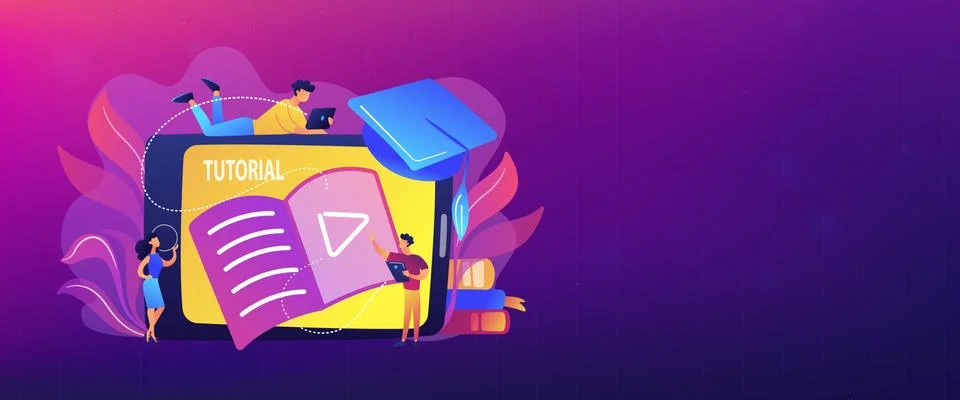 Video tutorial header banner. Stock Illustration