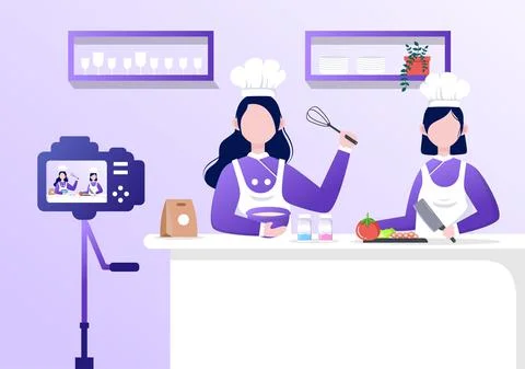 Video Tutorial How to Make, Prepare, Culinary, Food Show Channel and Teaches  스톡 일러스트