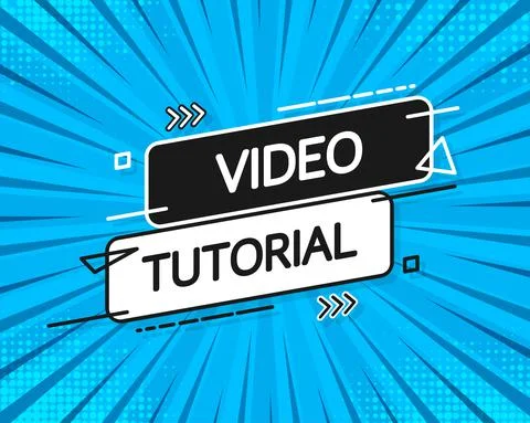 Video tutorial icon on blue background. Video tutorial banner Illustrazione stock