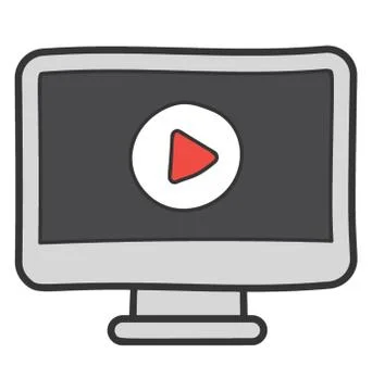 Video tutorial icon in doodle vector 스톡 일러스트