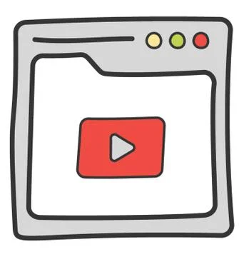Video tutorial icon in doodle vector Illustrazione stock