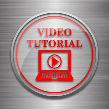 Video tutorial icon. Internet button on metallic background.. Illustrazione stock
