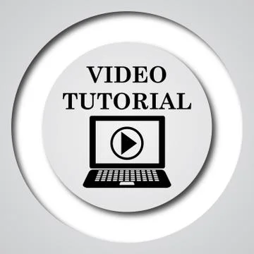 Video tutorial icon. Internet button on white background.. Illustrazione stock