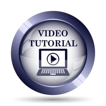Video tutorial icon. Internet button on white background.. Illustrazione stock