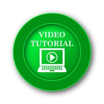 Video tutorial icon. Internet button on white background.. Illustrazione stock
