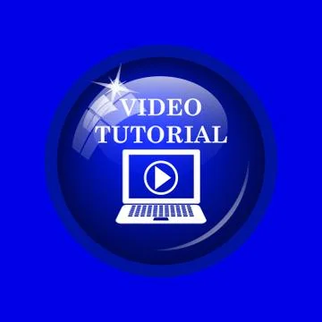 Video tutorial icon. Internet button on blue background. . Stock Illustration