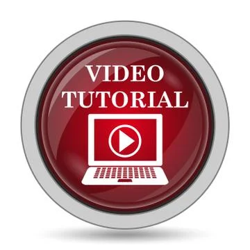Video tutorial icon. Internet button on white background.. Illustrazione stock