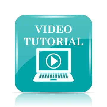 Video tutorial icon. Internet button on white background.. Illustrazione stock
