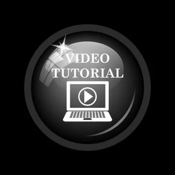 Video tutorial icon. Internet button on black background. . 스톡 일러스트