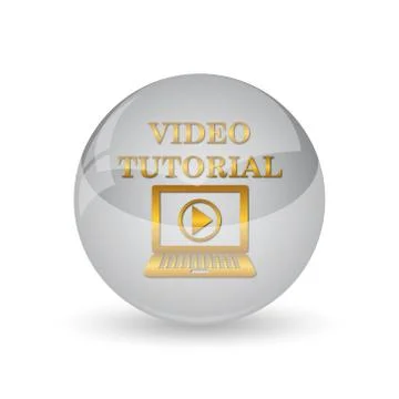 Video tutorial icon. Internet button on white background. . Stock Illustration