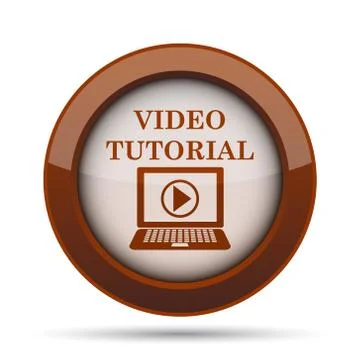 Video tutorial icon. Internet button on white background. . Illustrazione stock