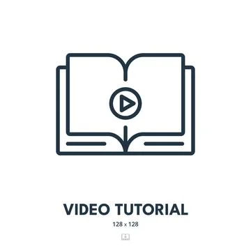 Video Tutorial Icon. Training, Webinar, Book. Editable Stroke Stock Illustration
