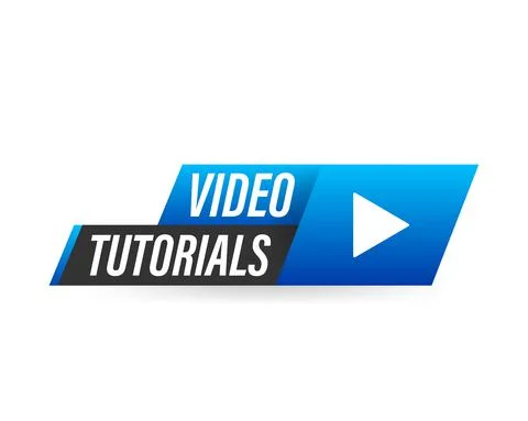 Video tutorial icon on white background. Illustrazione stock