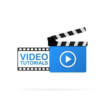 Video tutorial icon on white background. Illustrazione stock