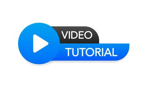 Video tutorial icon on white background. Video tutorial banner. Иллюстрация