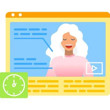 Video tutorial icon woman teaching online vector Stock Illustration