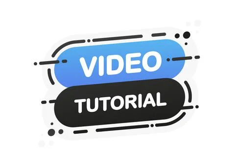 Video Tutorial isolated blue flat banner on white background. Vector illustra Illustrazione stock