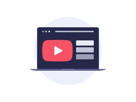 Video tutorial on laptop vector icon Stock Illustration