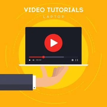 Video tutorial on laptop vector illustration Stock Illustration