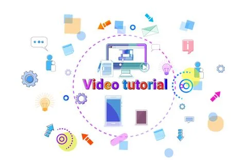 Video Tutorial Learn Online Banner Internet Education Elearning Concept 스톡 일러스트