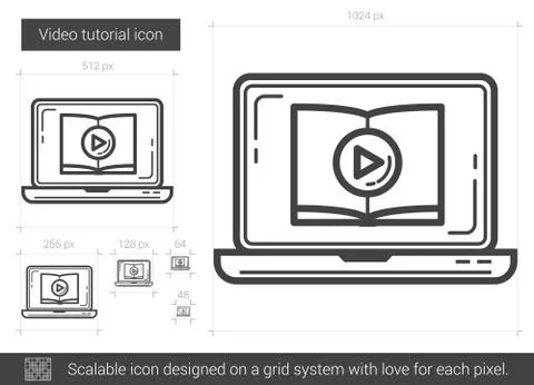 Video tutorial line icon 库存插图