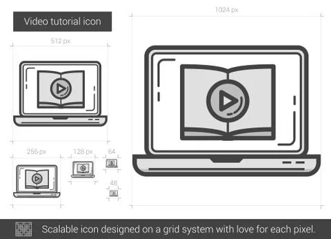 Video tutorial line icon Illustrazione stock