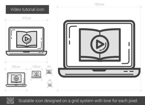 Video tutorial line icon 库存插图