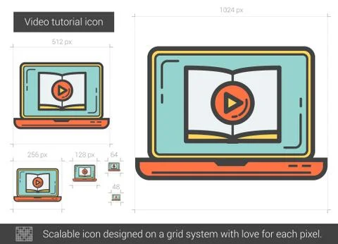 Video tutorial line icon. Stock Illustration