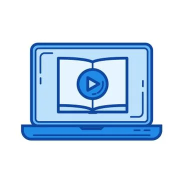 Video tutorial line icon. 库存插图