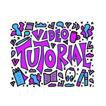 Video tutorial message template. Text with e-learning decoration. Vector colo Illustrazione stock