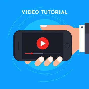 Video tutorial on mobile phone vector illustration Stock Illustration