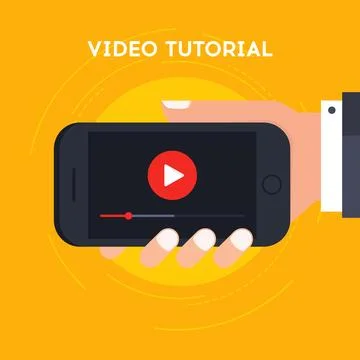 Video tutorial on mobile phone vector illustration Stock Illustration